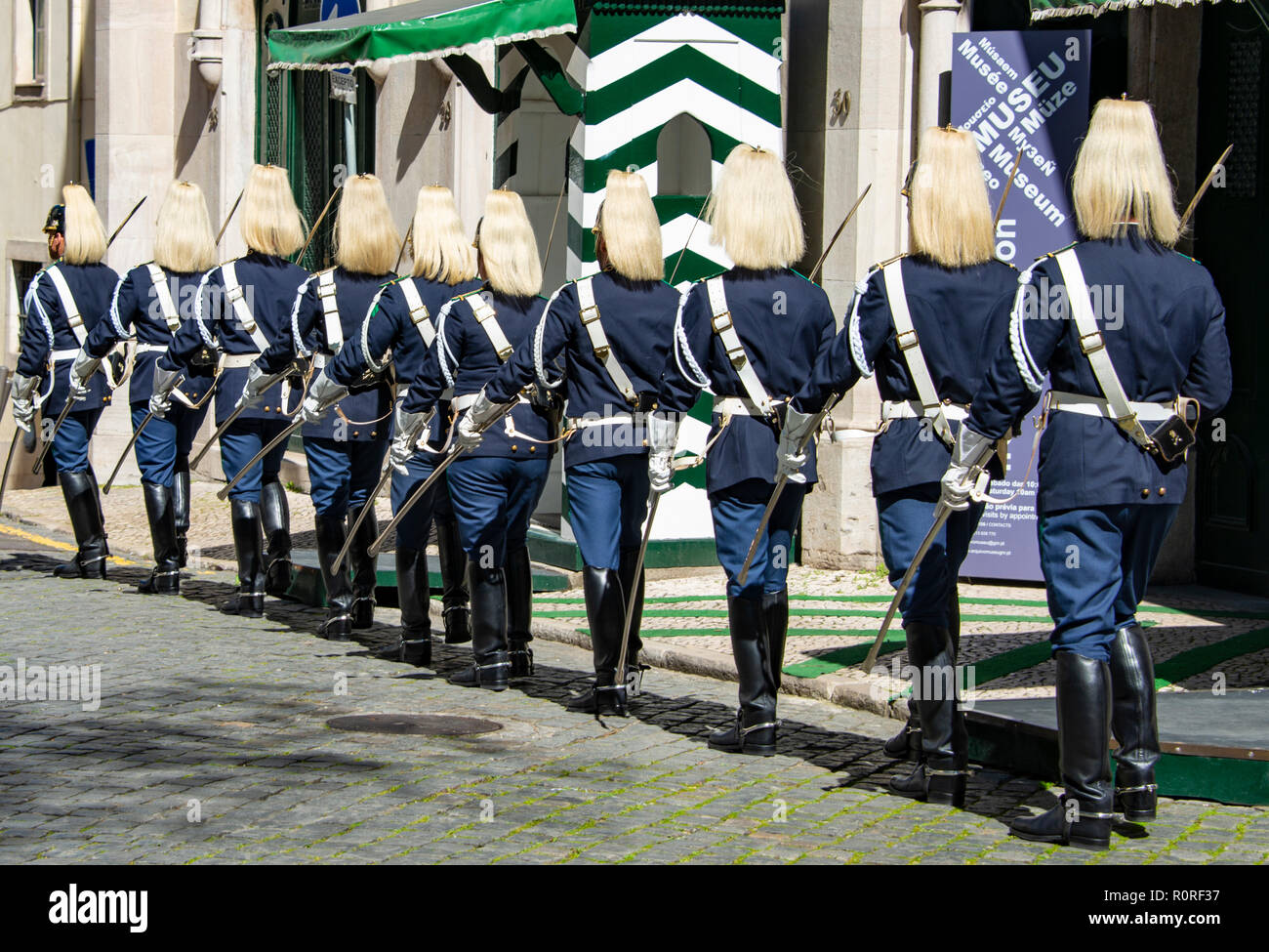 I soldati della guardia nazionale, Guarda Nacional Republicana, Lisbona, Portogallo Foto Stock