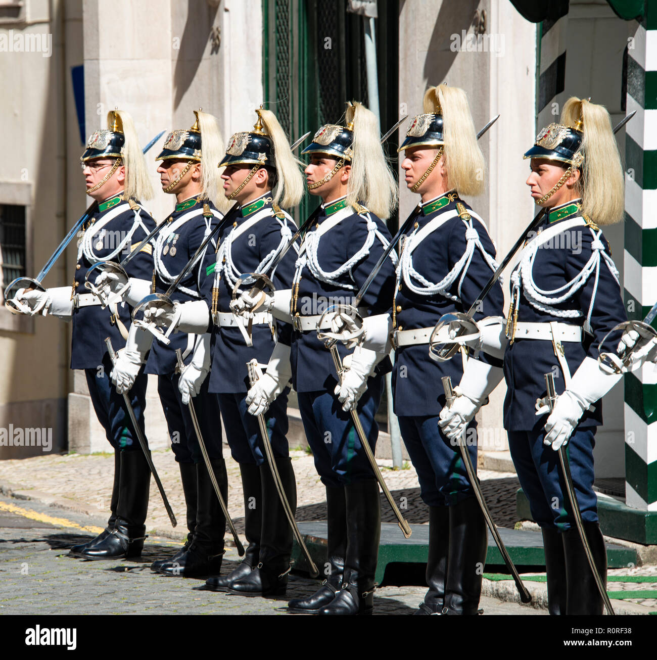 I soldati della guardia nazionale, Guarda Nacional Republicana, Lisbona, Portogallo Foto Stock