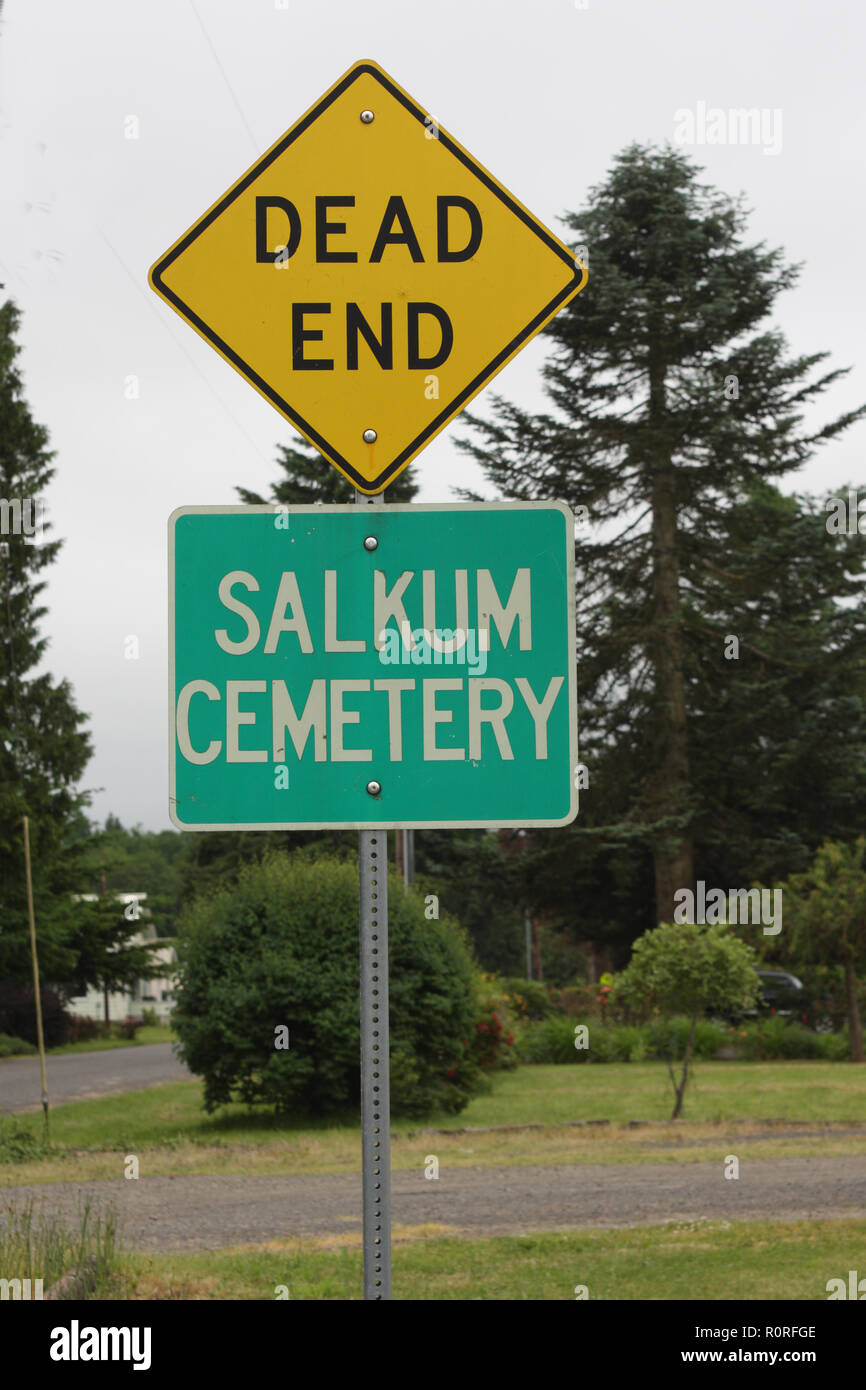 Comico Dead End Road Sign Foto Stock