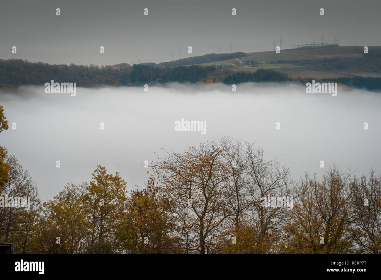 Paesaggio Foggy Valley Germania Foto Stock