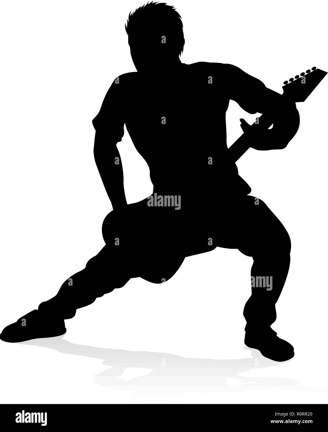 Musicista chitarrista Silhouette Illustrazione Vettoriale