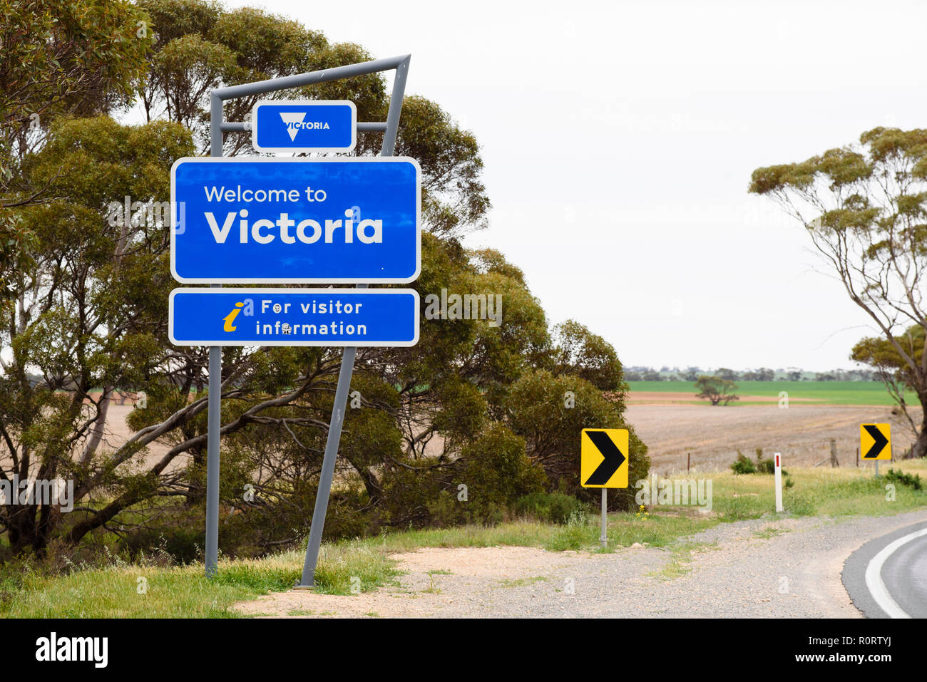 Stato segno di confine tra Victoria e South Australia, Australia 2018 Foto Stock