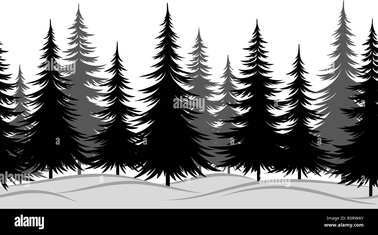 Abeti, paesaggio senza giunture Illustrazione Vettoriale