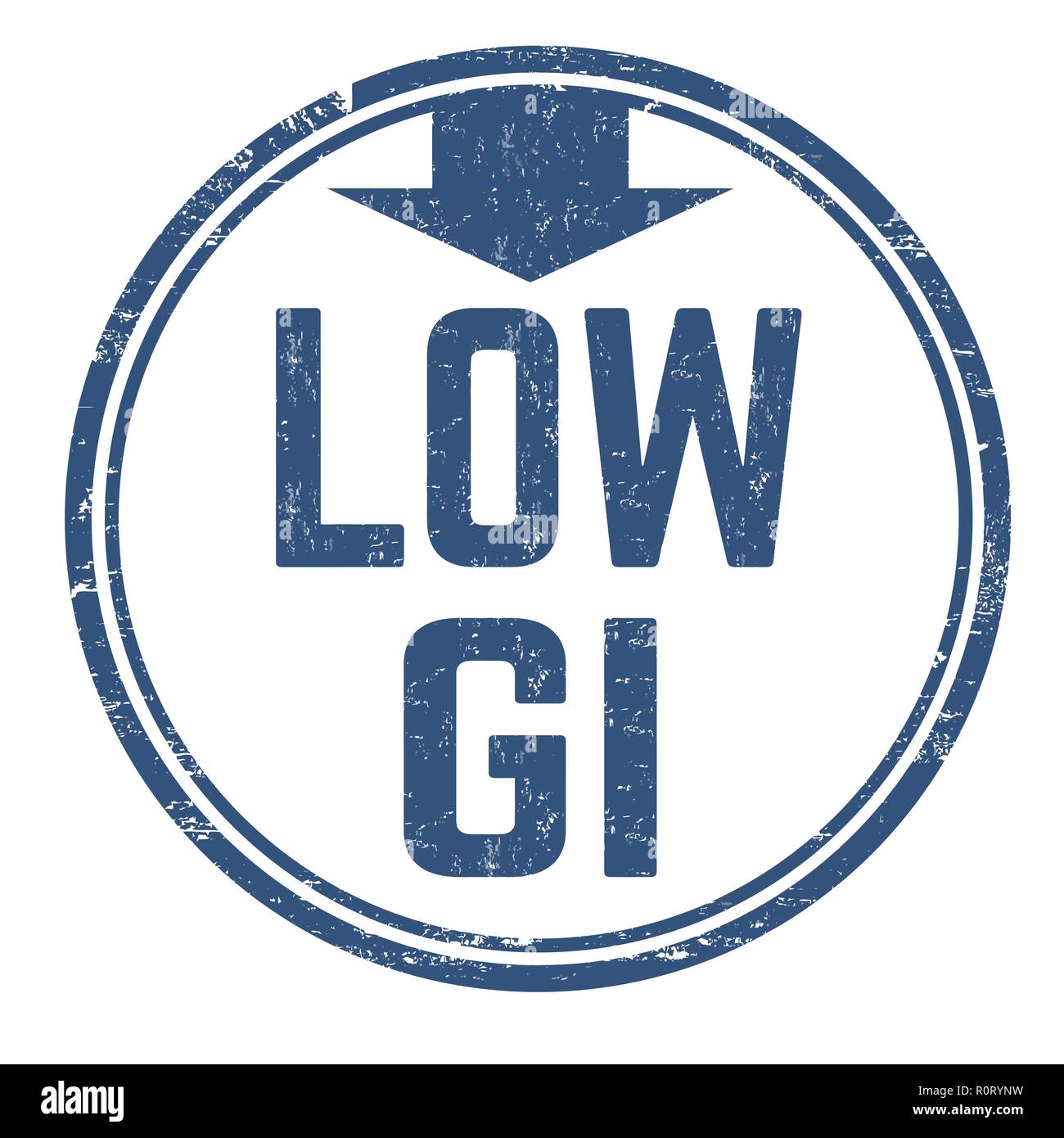 Basso indice glicemico (IG) firma o timbro su sfondo bianco, illustrazione vettoriale Illustrazione Vettoriale