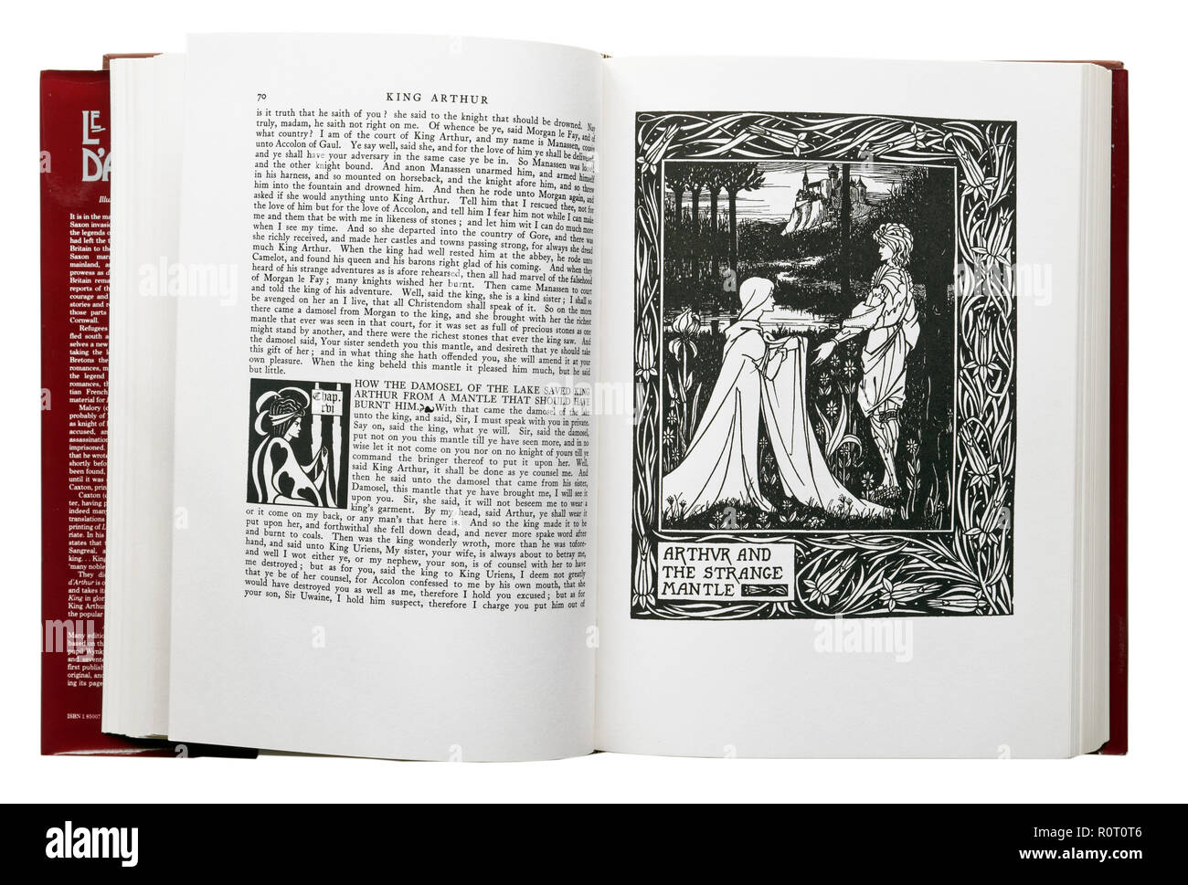 Le morte d'Arthur di Sir Thomas Malory. Illustrazione Arthur e lo strano mantello da Aubrey Beardsley Foto Stock