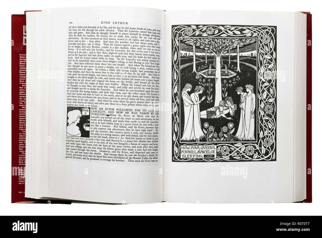 Le morte d'Arthur di Sir Thomas Malory. Illustrazione di come Four Queens trovati Launcelot dormire con Aubrey Beardsley Foto Stock