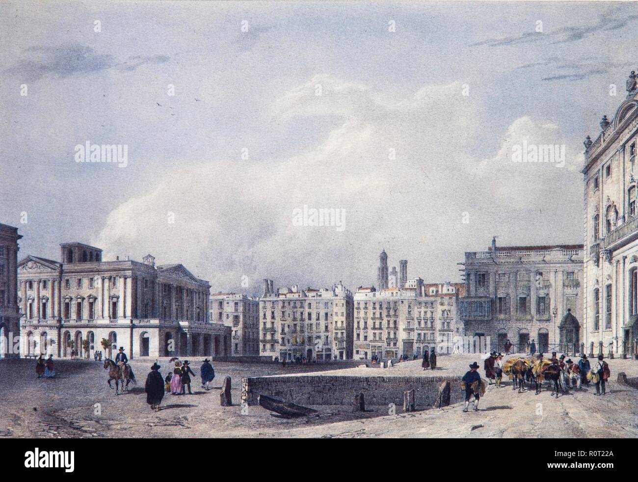 Pla de Palau, Barcellona. Chapuy Nicolas, 1840. Foto Stock