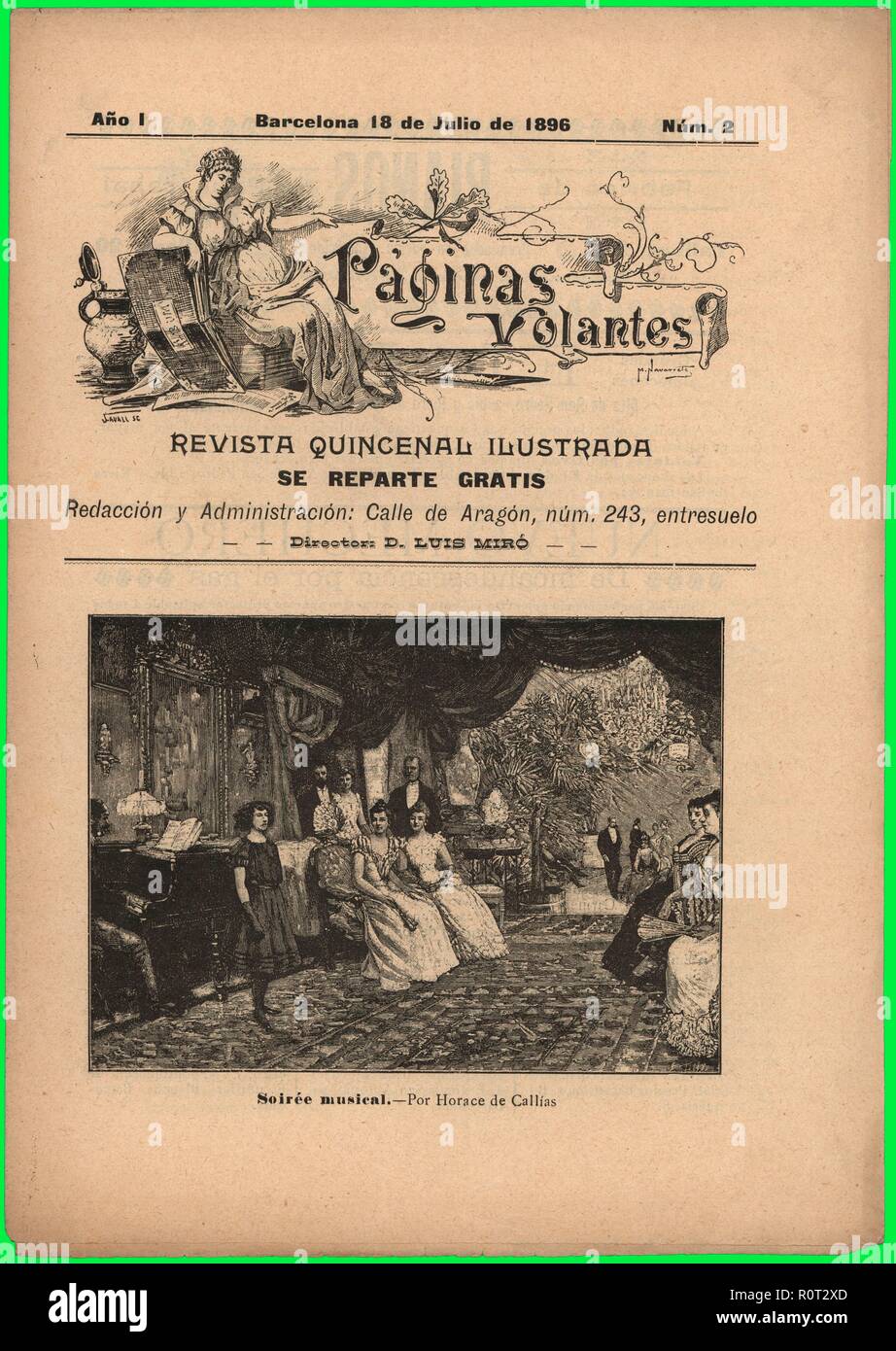 Portada de la revista Páginas Volantes, editada en Barcelona, julio de 1896. Foto Stock