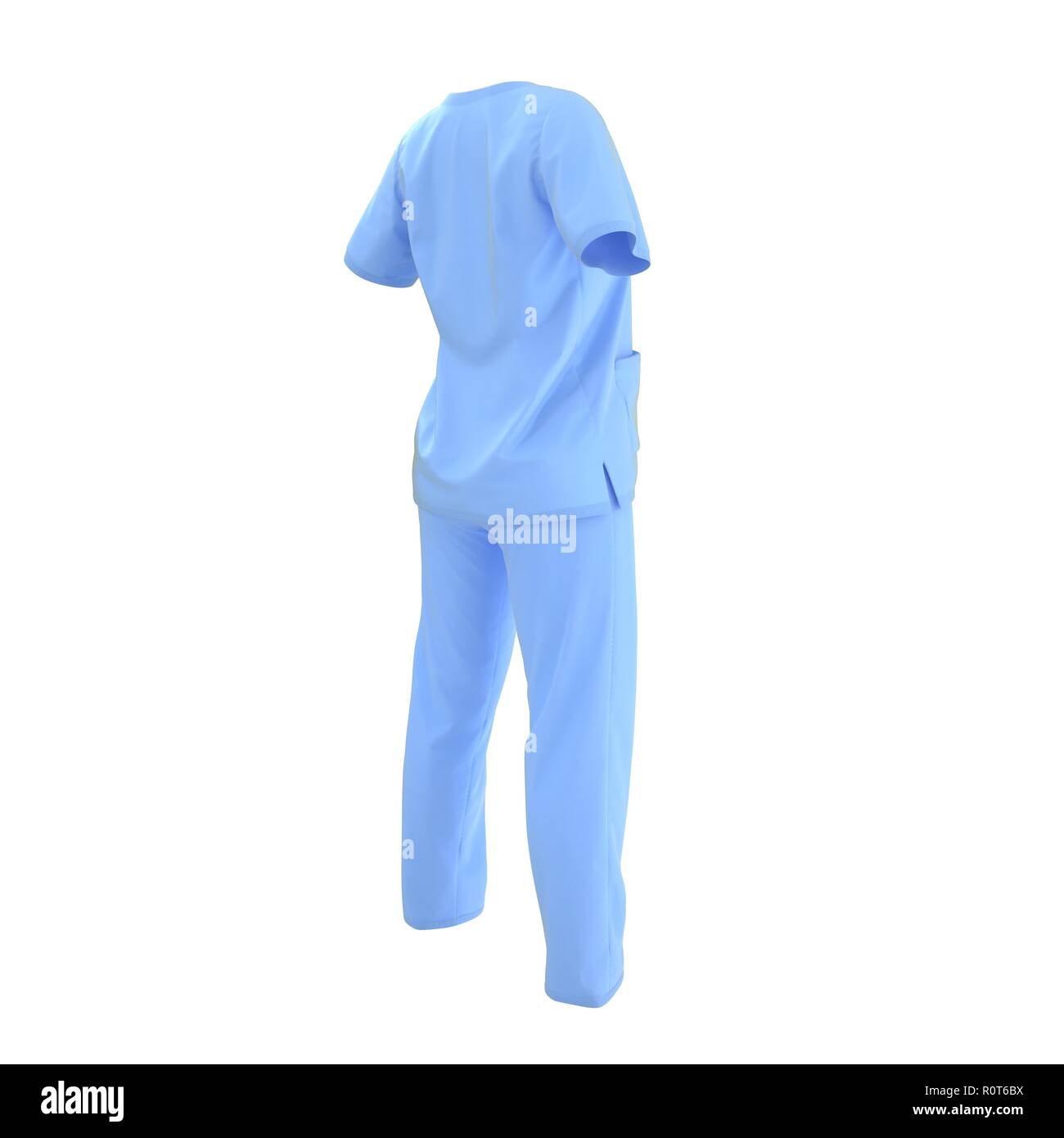 Chirurgo vestito sporco nel sangue isolato su bianco. 3D illustrazione Foto Stock