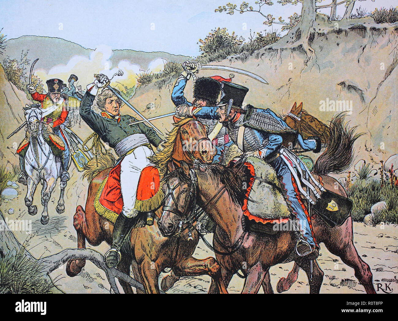 Digital riproduzione migliorata, la morte del principe Luigi Ferdinando di Prussia, Friedrich Ludwig cristiano, 1772 - 1806, a Saalfeld, egli era un principe di Prussia e un soldato nelle guerre napoleoniche Foto Stock