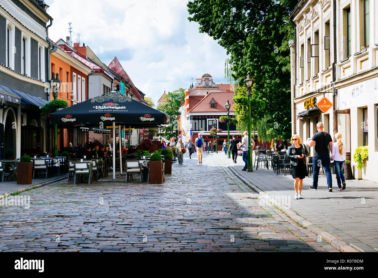 Caffè in Kaunas Old Town. Kaunas, Contea di Kaunas, Lituania, paesi baltici, Europa. Foto Stock