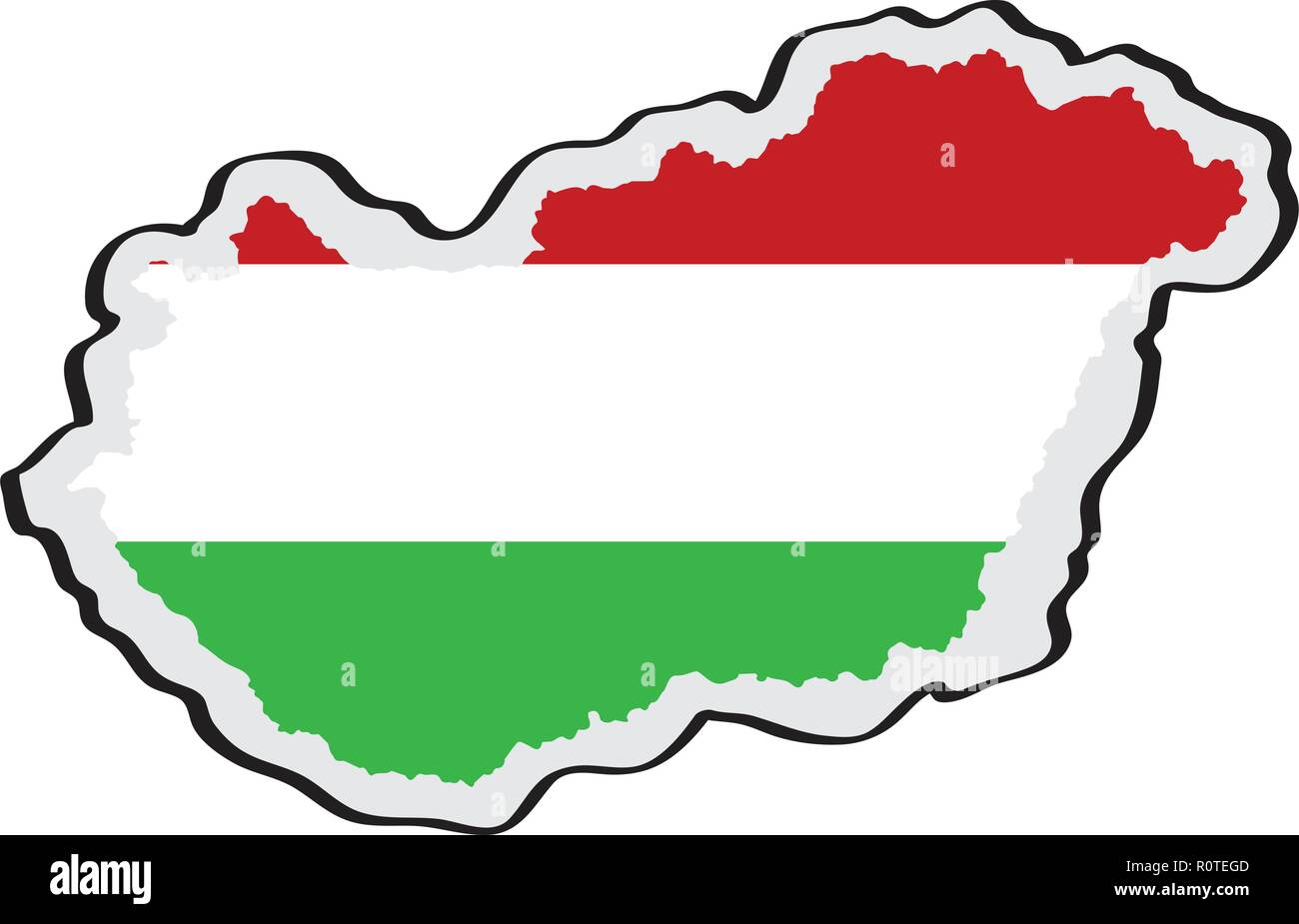 Mappa di Ungheria con la sua bandiera Illustrazione Vettoriale