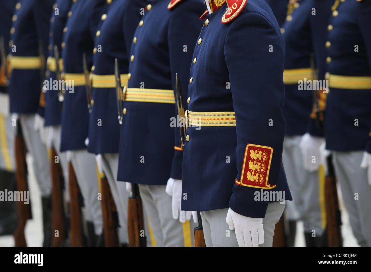 Bucarest, Romania - 31 Ottobre 2018: romeno Michael Brave trentesimo Guards Brigade soldati durante un ufficiale visita di stato Foto Stock