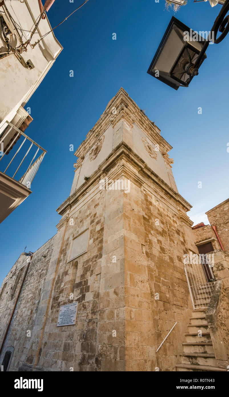 Torre campanaria a Cattedrale di Vieste, Puglia, Italia Foto Stock
