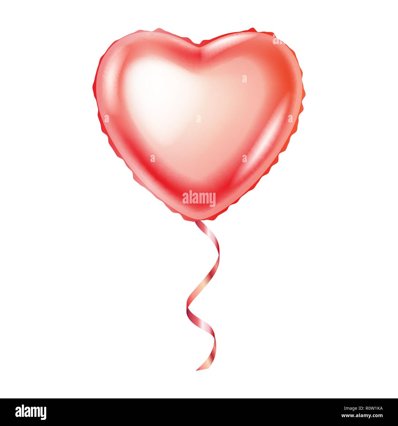 Realistico palloncino rosa a forma di cuore isolato Illustrazione Vettoriale