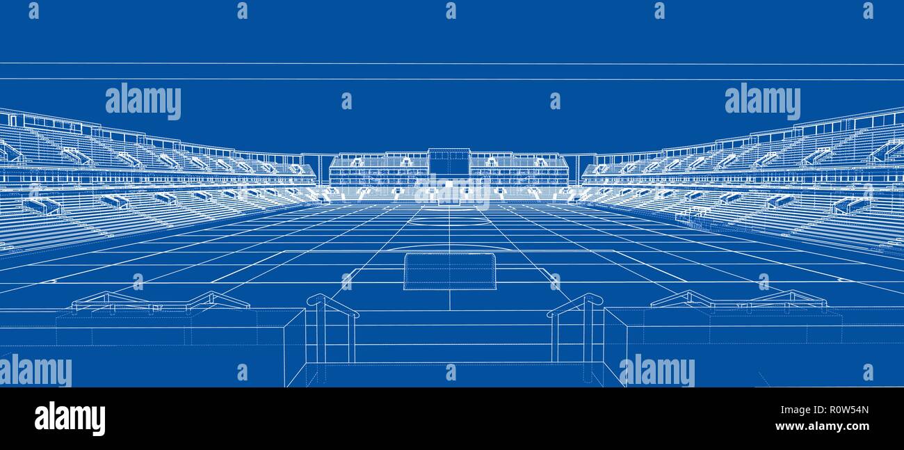 Schizzo di Football Stadium Illustrazione Vettoriale