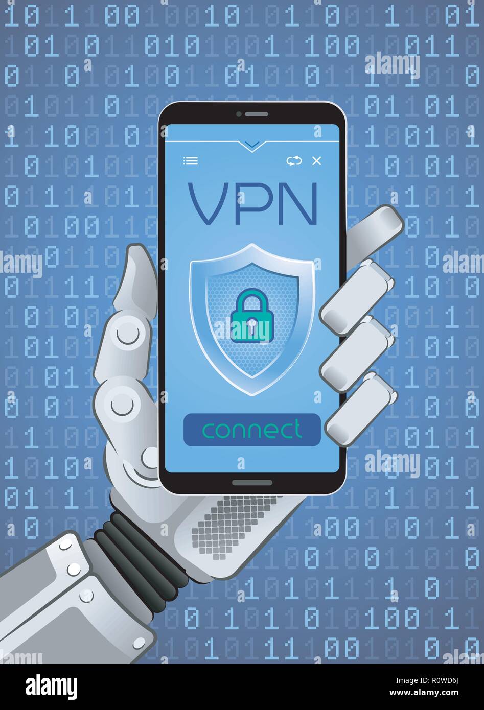 La connessione alla VPN tramite rete mobile Illustrazione Vettoriale