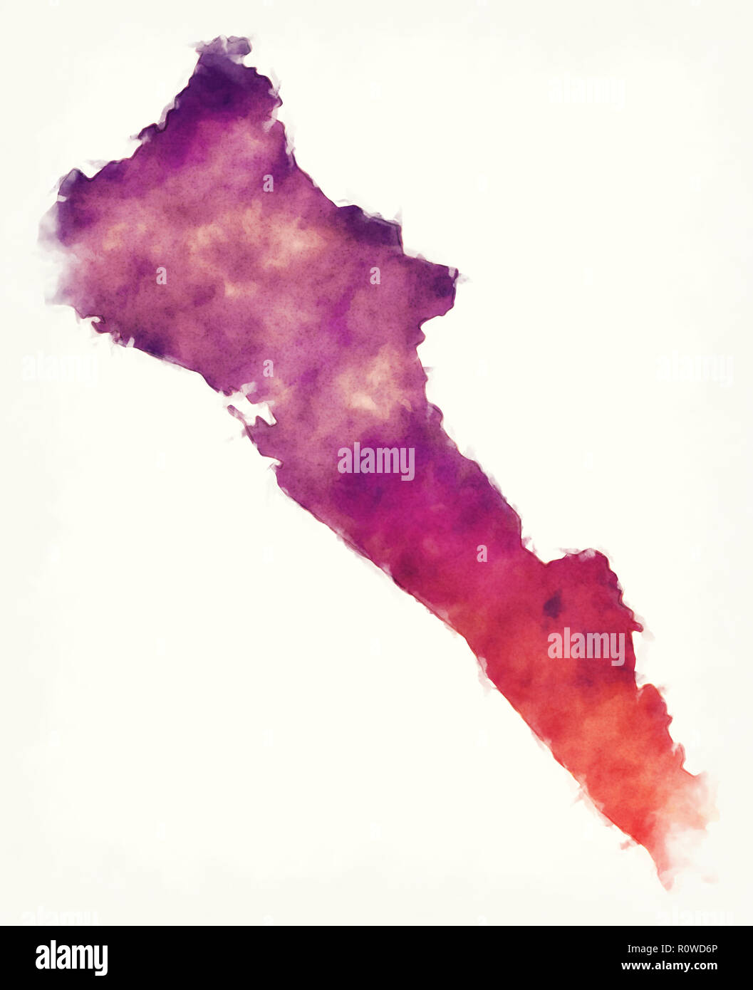 Sinaloa mappa dello stato del Messico di fronte a uno sfondo bianco Foto Stock