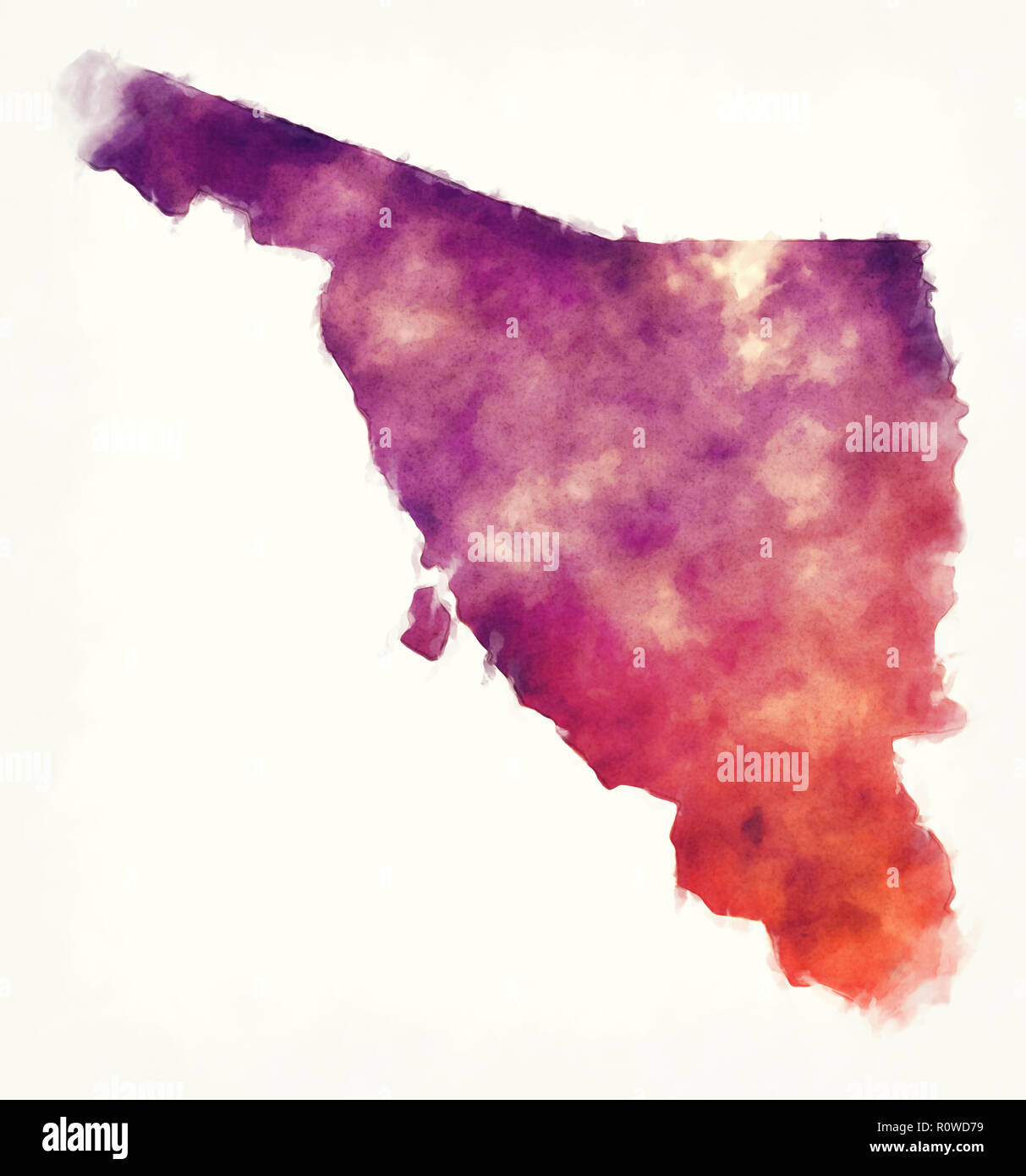 Sonora mappa dello stato del Messico di fronte a uno sfondo bianco Foto Stock