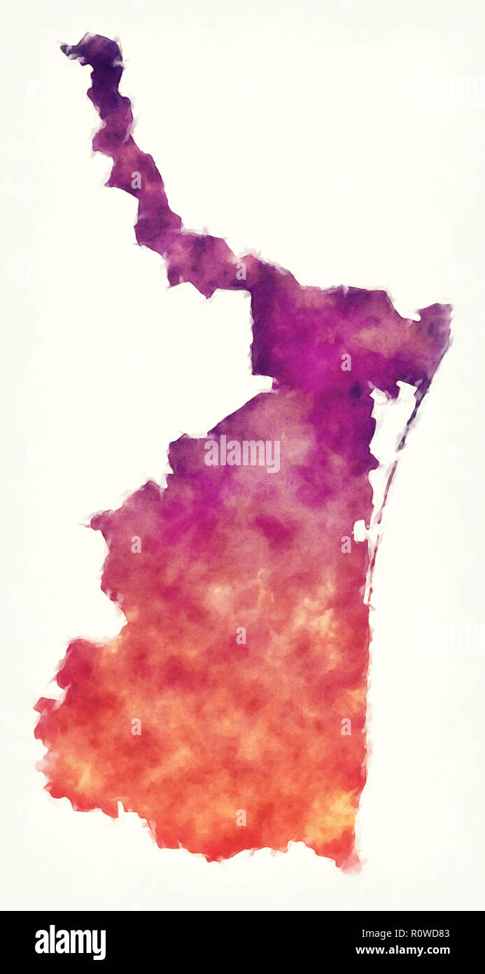 Tamaulipas mappa dello stato del Messico di fronte a uno sfondo bianco Foto Stock