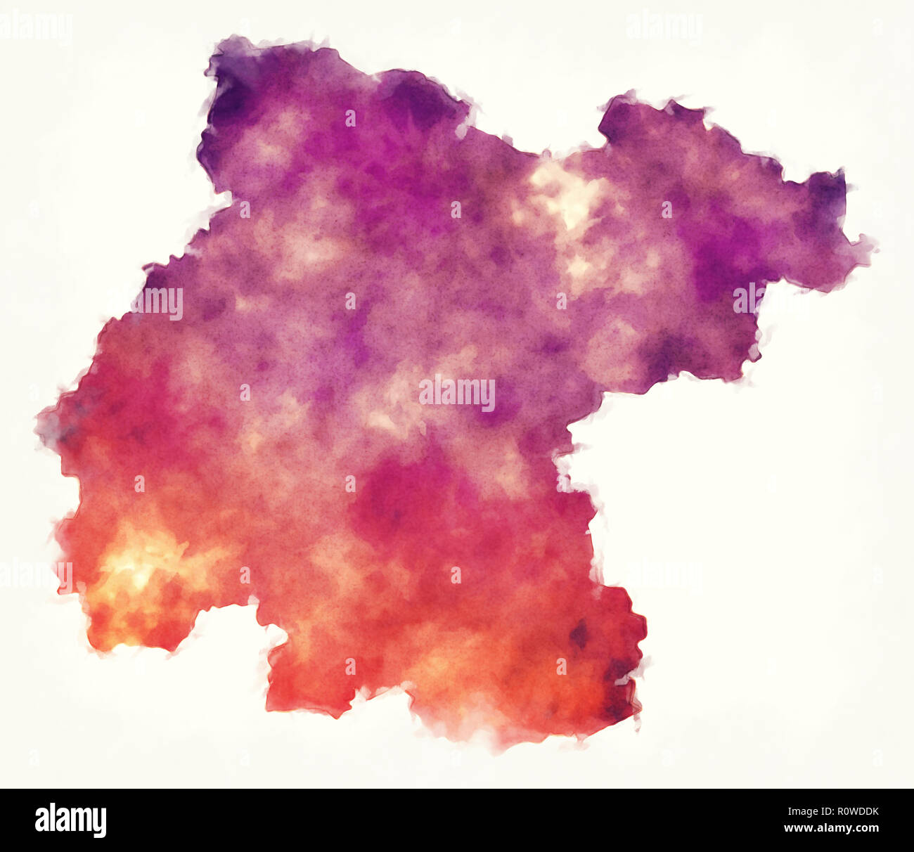 Guanajuato mappa dello stato del Messico di fronte a uno sfondo bianco Foto Stock