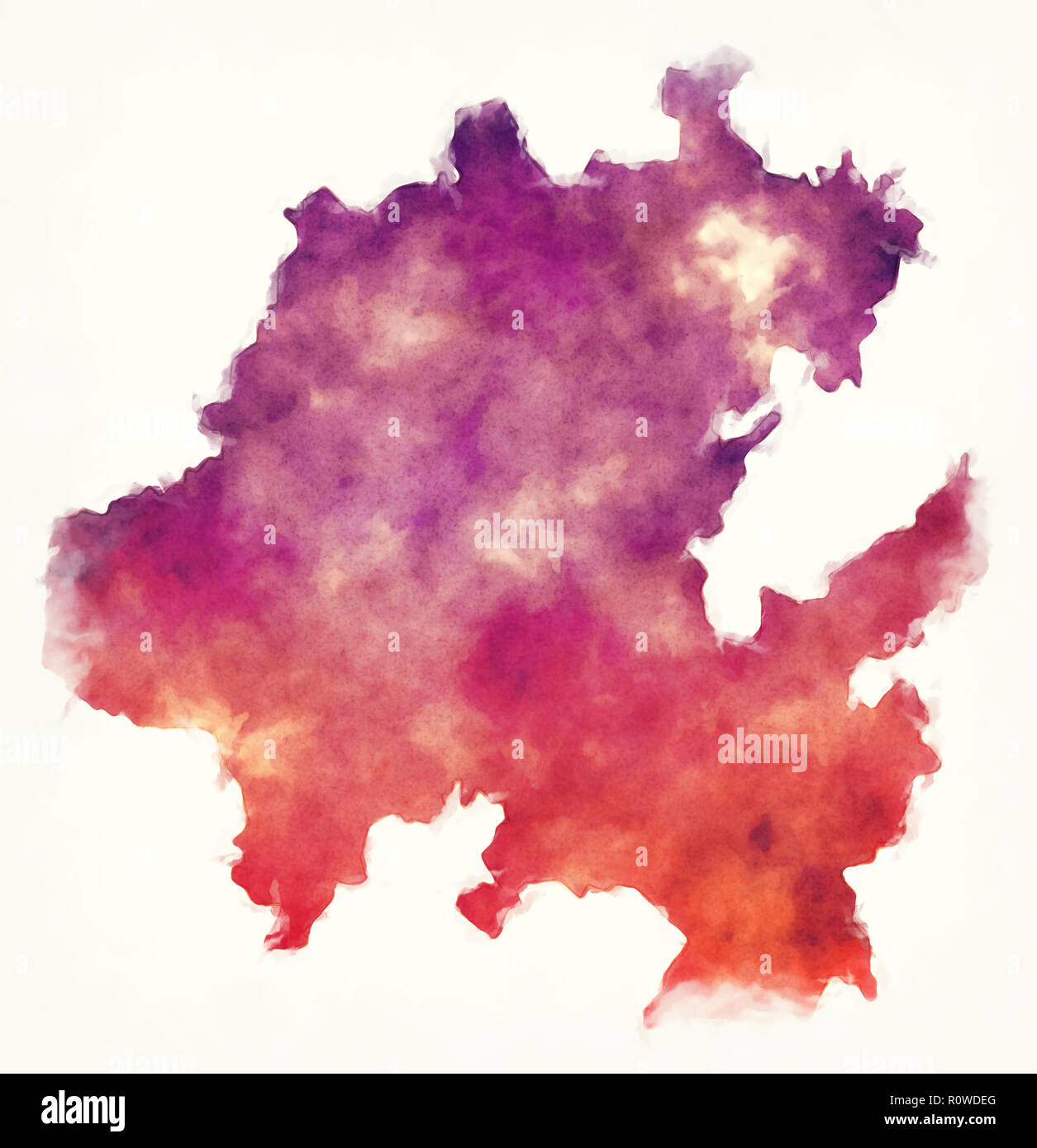 Hidalgo mappa dello stato del Messico di fronte a uno sfondo bianco Foto Stock