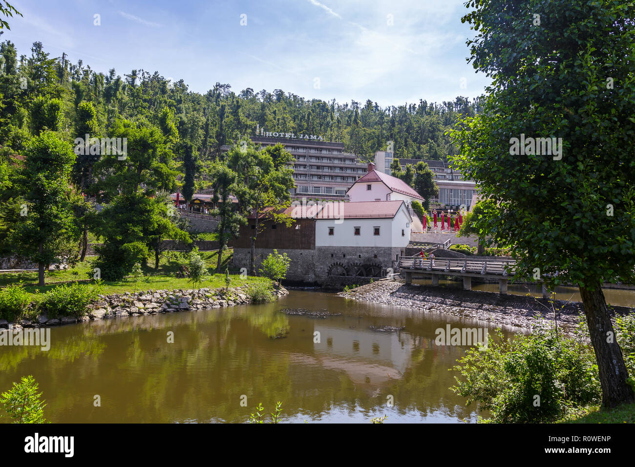 Postumia, Slovenia - 30 Giugno 2015: Parco Postojna jama Foto Stock