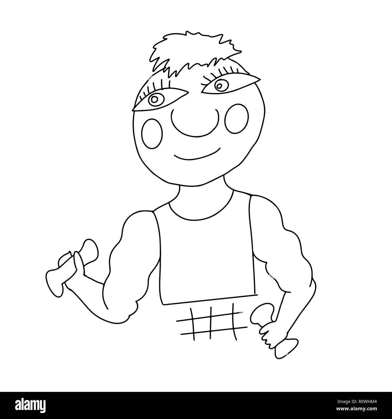 Body builder. Jock semplice umoristico. Illustrazione Vettoriale. Illustrazione Vettoriale