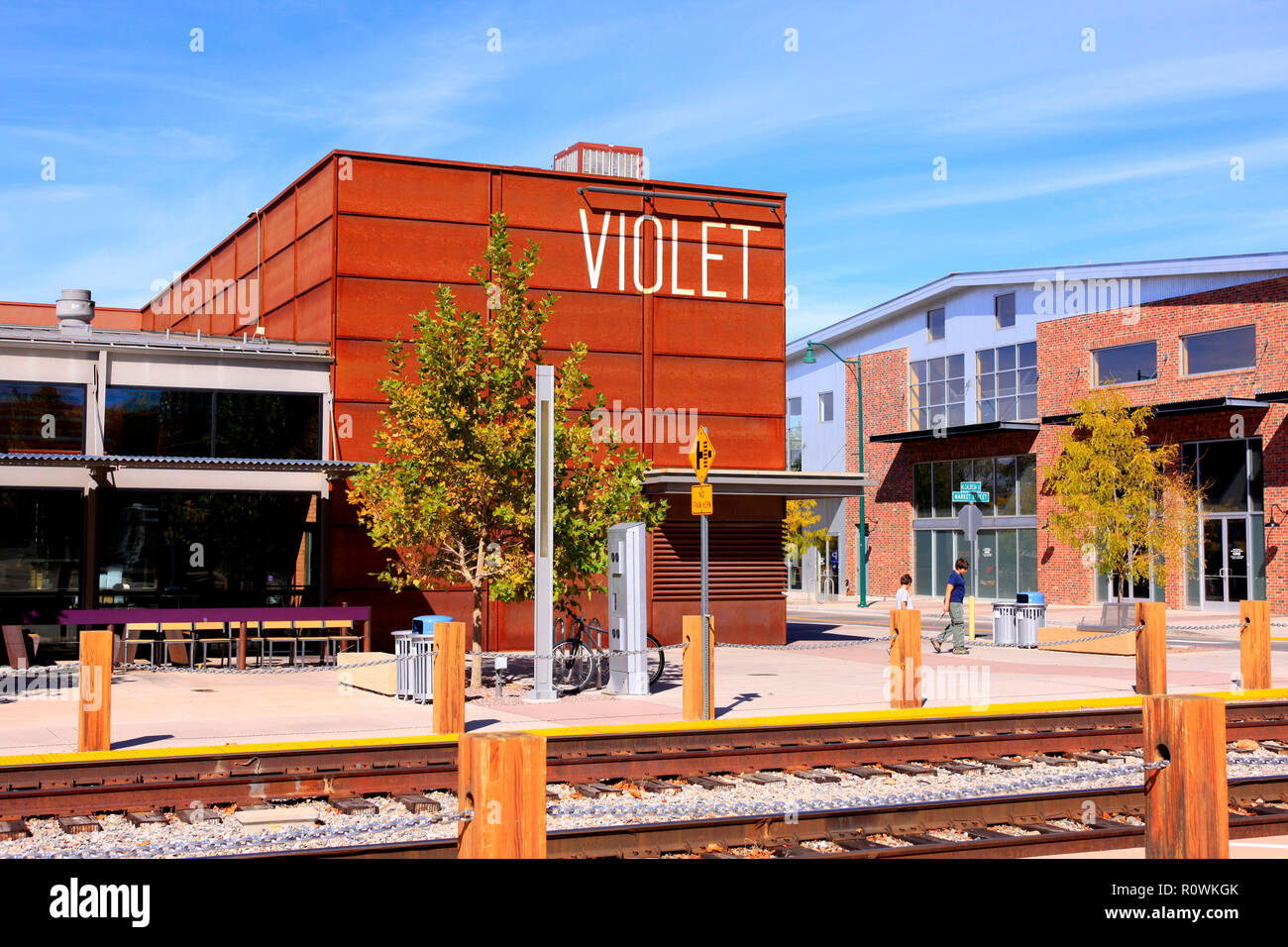 Il moderno Violet Crown movie theater al Railyard a Santa Fe, New Mexico USA Foto Stock