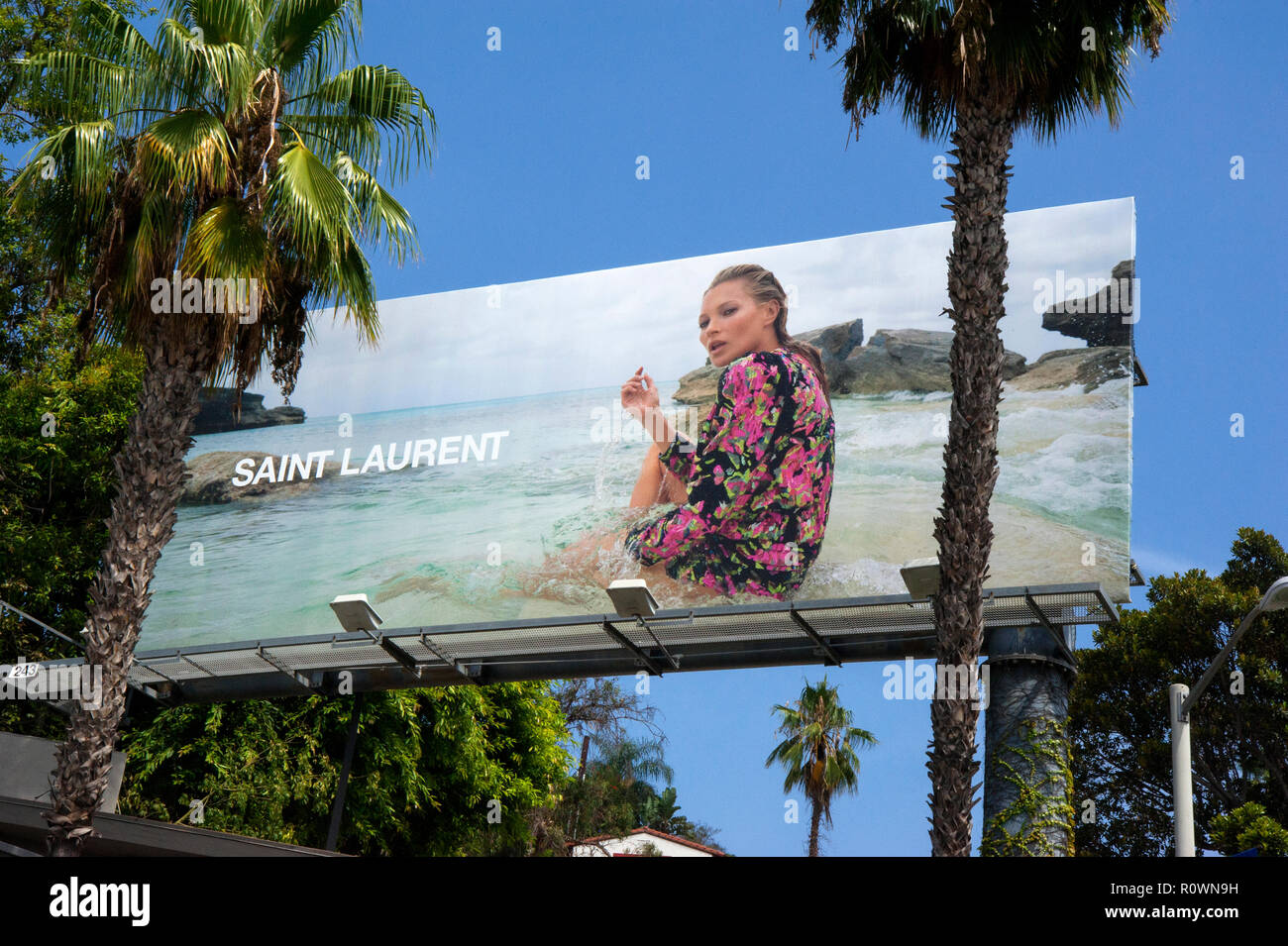 Saint Laurent billboard sulla striscia di tramonto 2018 Foto Stock