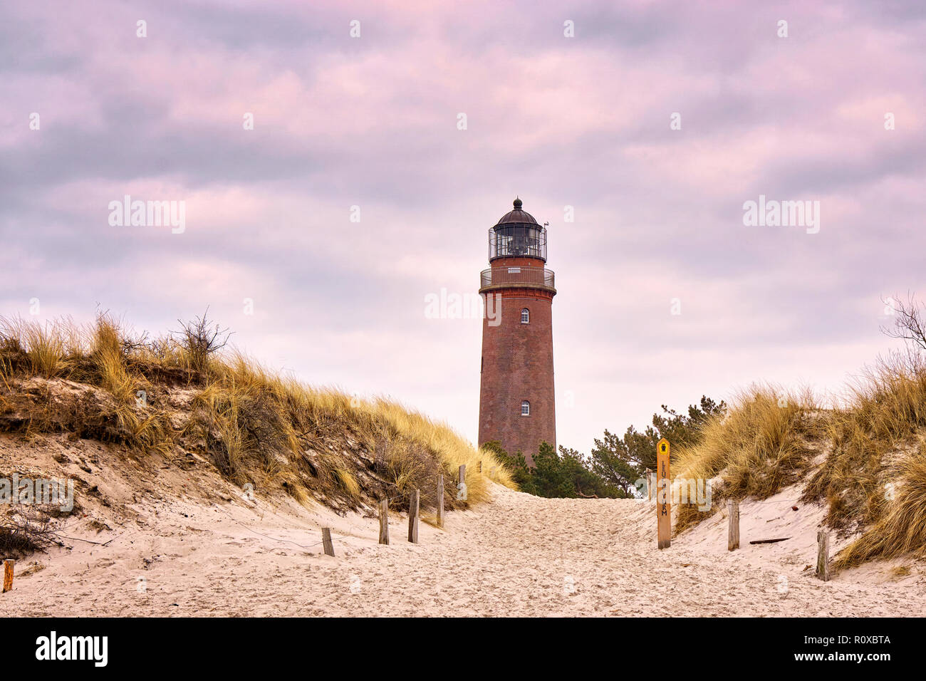 Panorama dal faro Darsser luogo presso il Mar Baltico. Germania Foto Stock