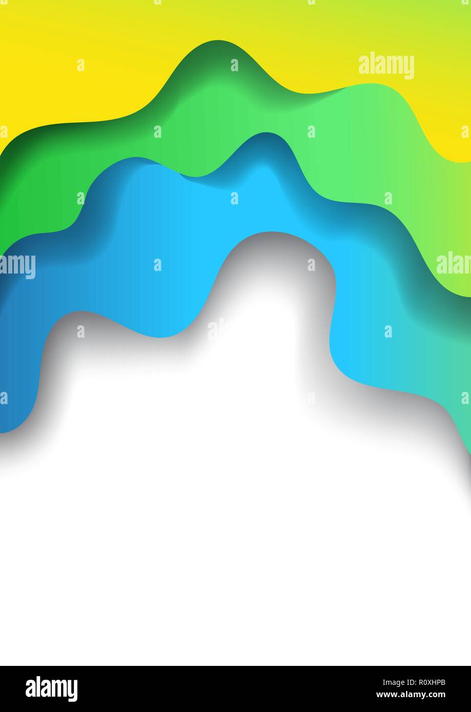 Verticale A4 banner con 3D astratto con sfondo blu verde carta onde di taglio. I colori del mare. Vettore di progettazione del layout per presentazioni, volantini e manifesti Illustrazione Vettoriale