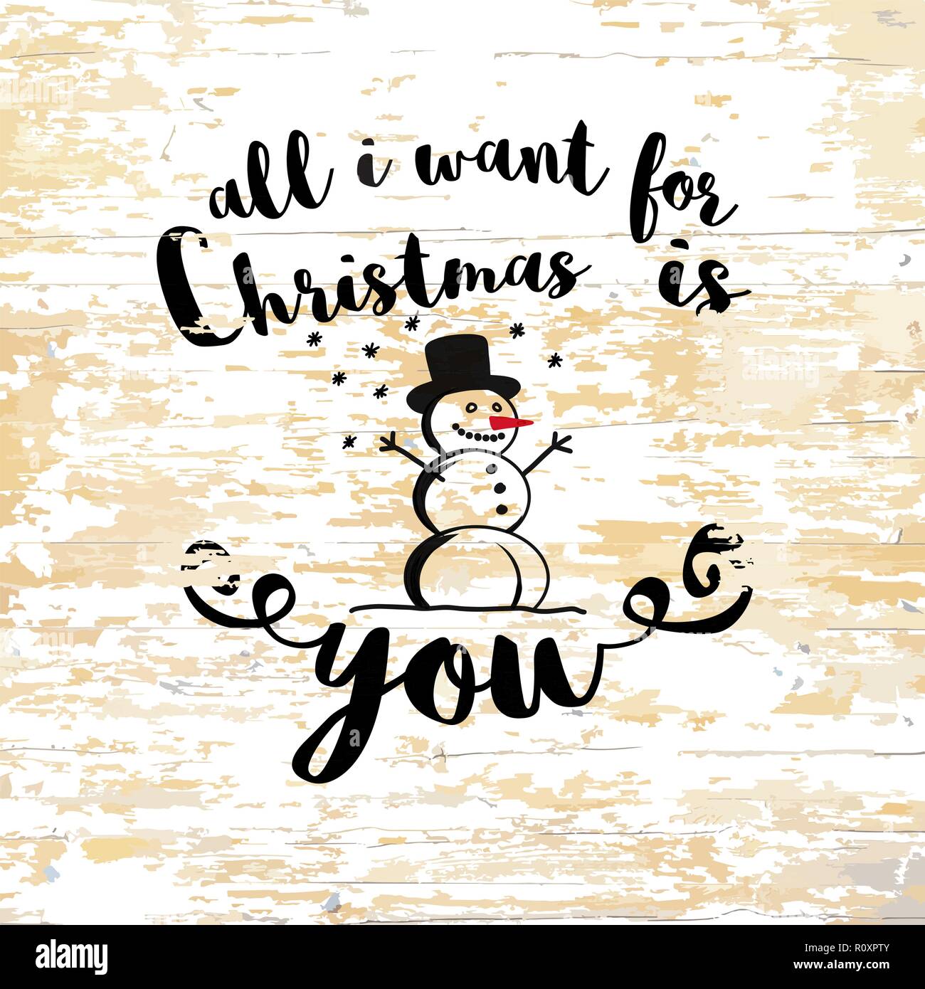 Auguri di Buon Natale di scritte su sfondo di legno. Illustrazione Vettoriale disegnato a mano. Illustrazione Vettoriale