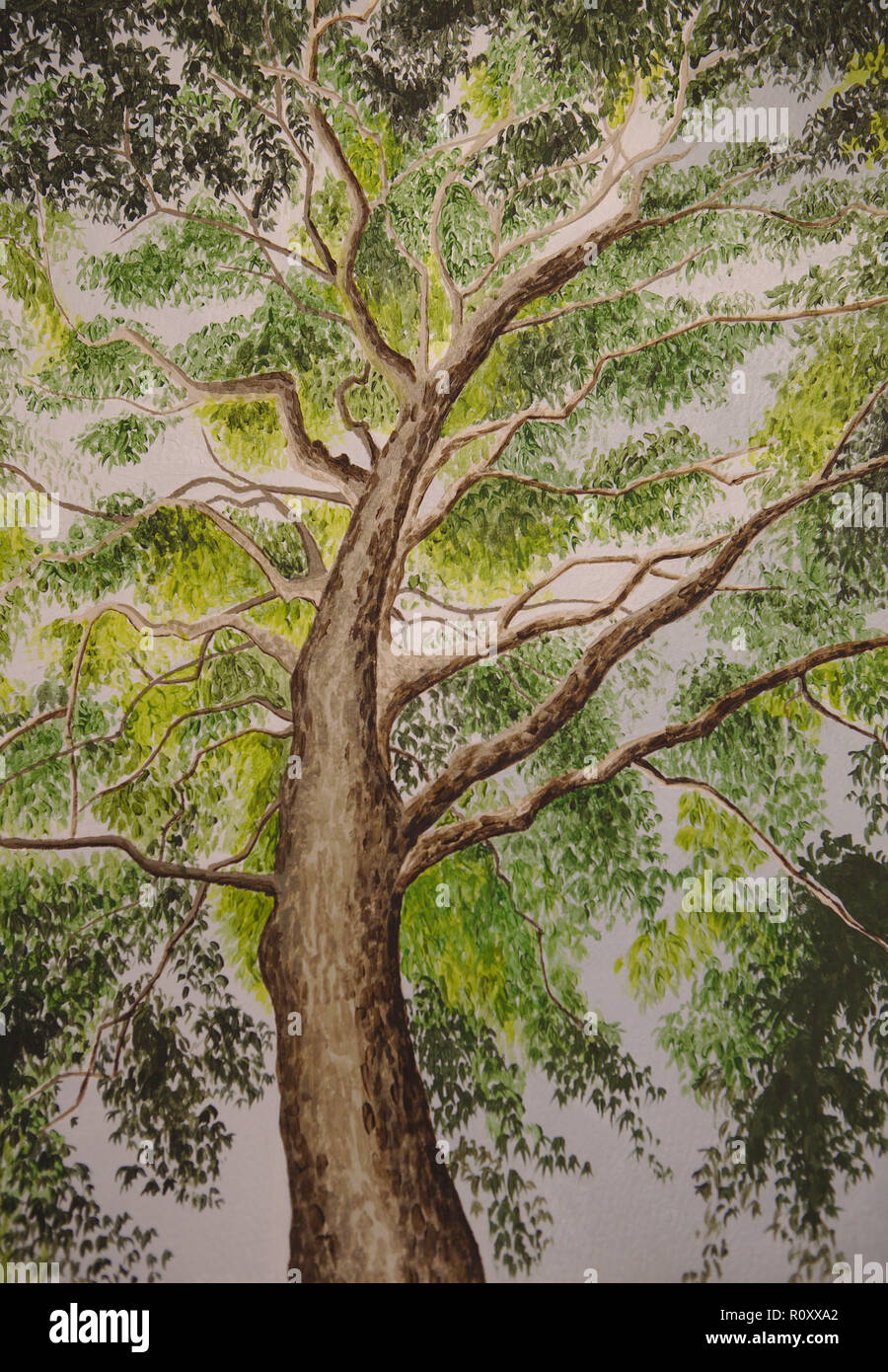 Ritratto dipinto di Londra albero piano in acrilico Foto Stock