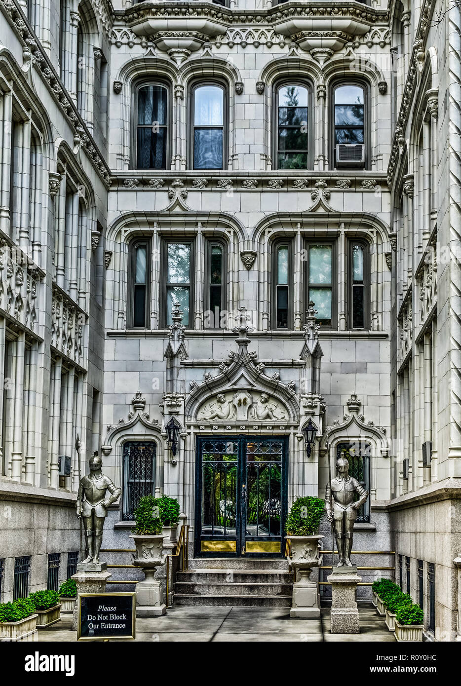 La città di New York, USA, maggio 2018, facciata di un edificio da Gramercy Park a Manhattan Foto Stock