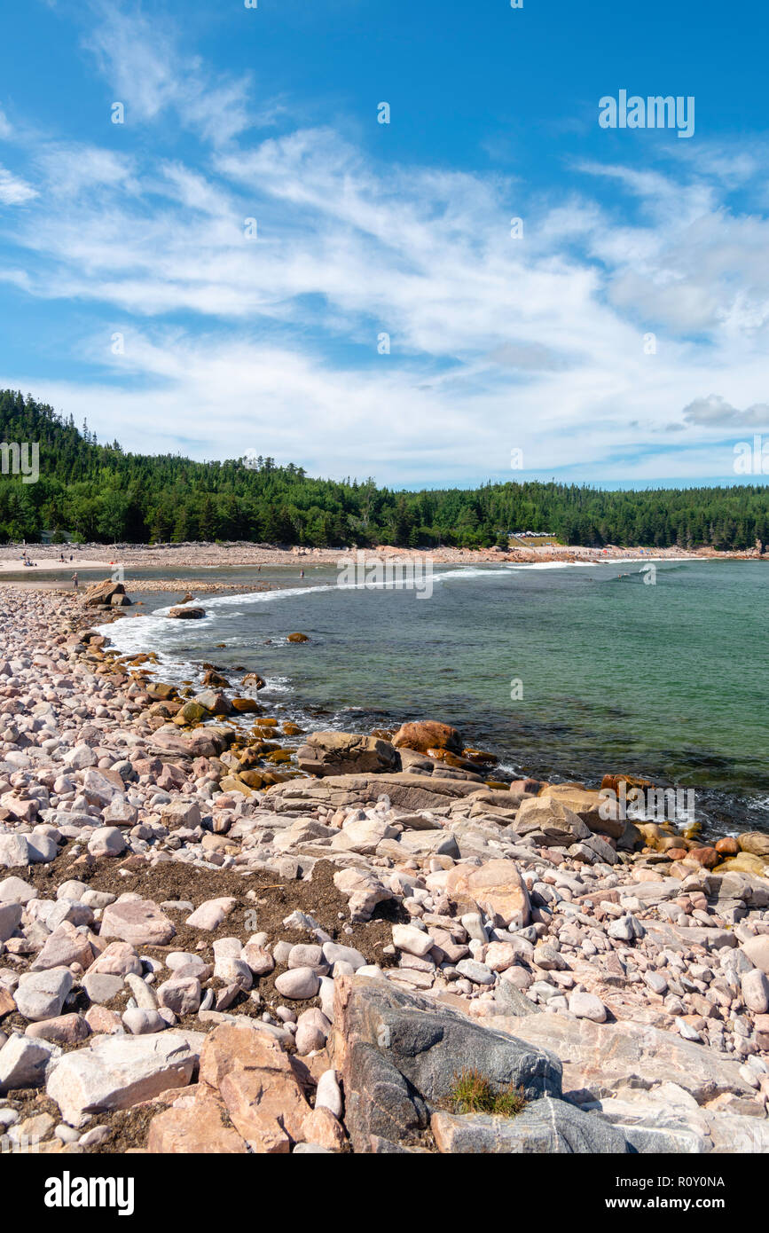 Il raffreddamento al Black Brook Cove, Cape Breton Highlands National Park, Nova Scotia, Canada. Foto Stock