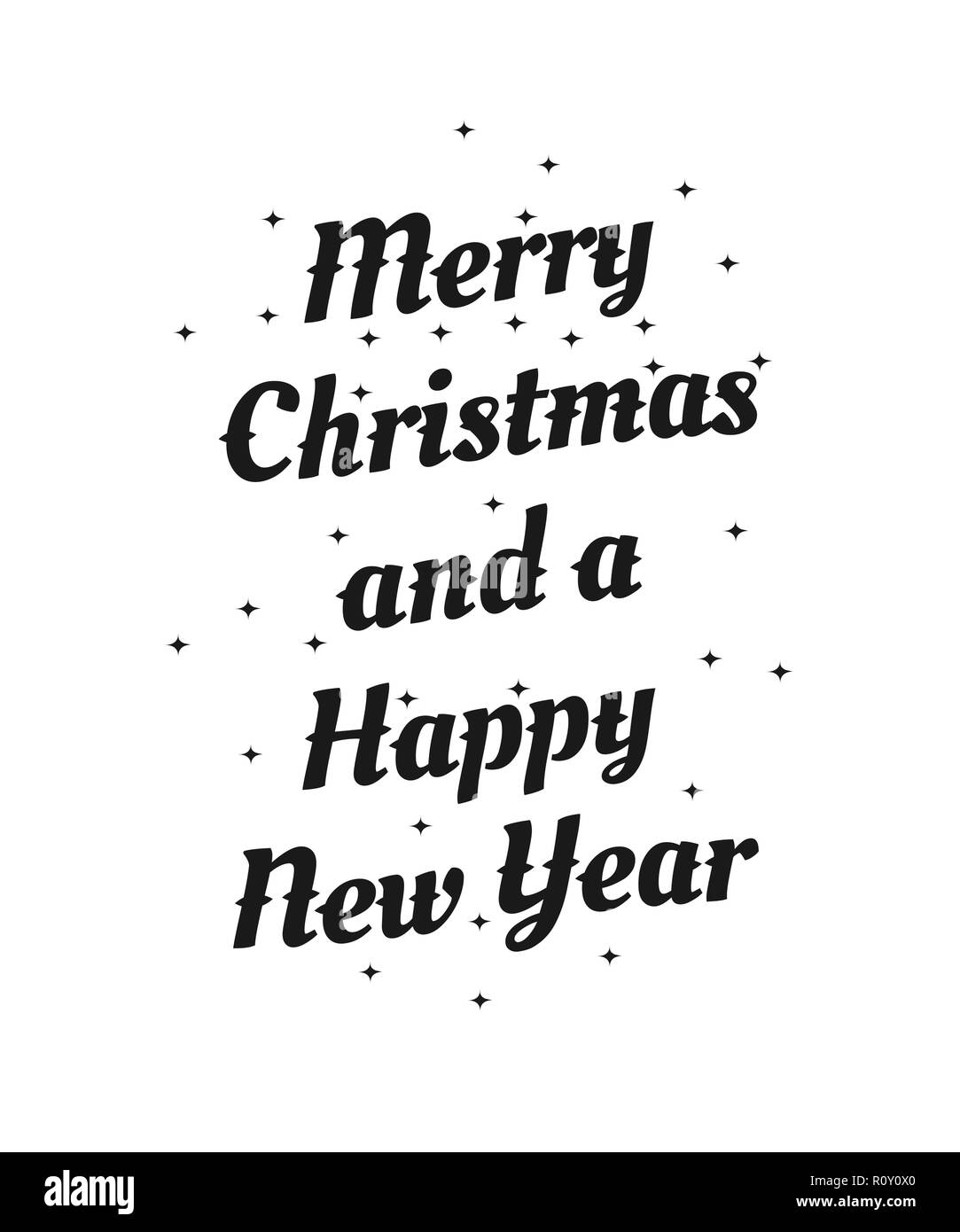 Auguriamo a tutti un Buon Natale e un felice anno nuovo disegnati a mano scritte Illustrazione Vettoriale