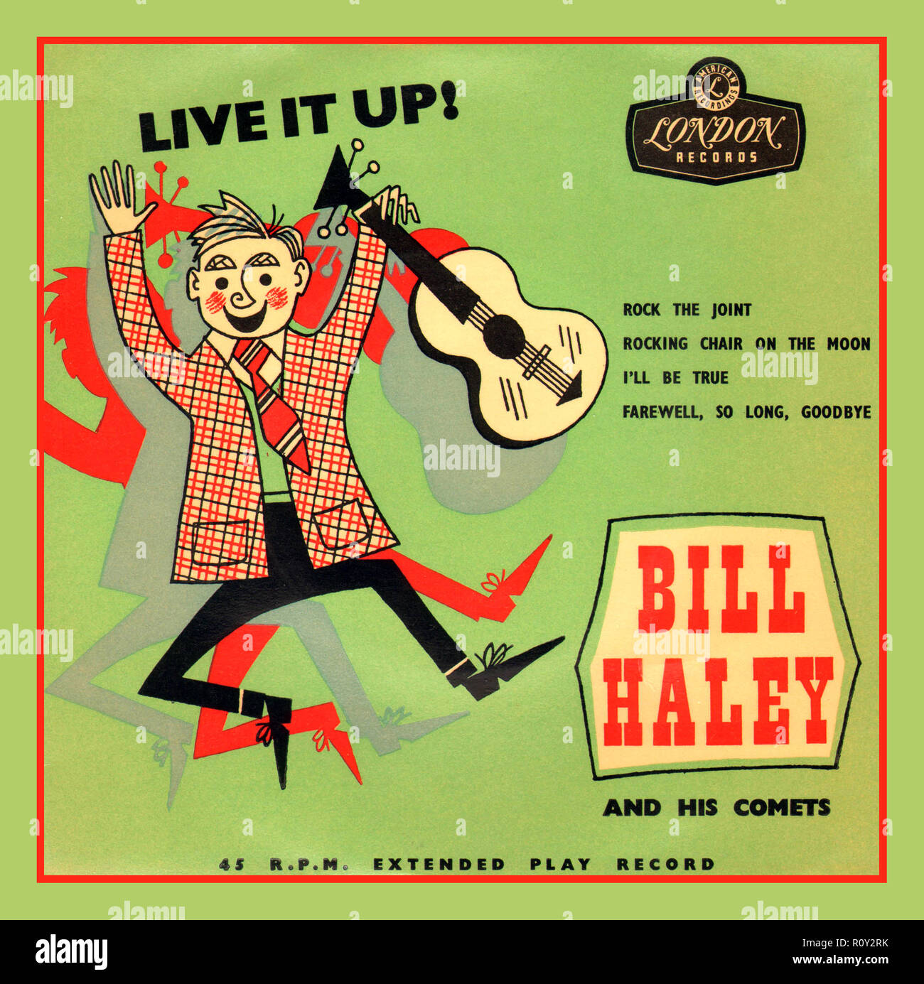 1950 Bill Haley registrare coprire "vivere !' Bill Haley & le comete EP 7' copertina 45giri/min 1955 Foto Stock