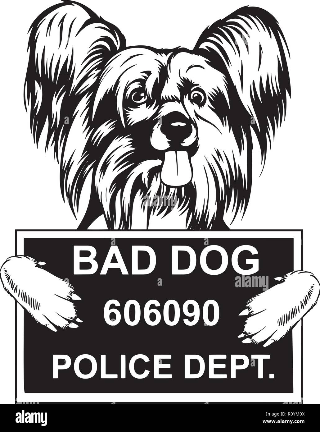 Il cinese Crested cane di razza isolato di testa Pedigree Pet ritratto sorride felice Faccia da cucciolo animale illustrazione Cartoon ritratto Arte Grafica Design carino Illustrazione Vettoriale