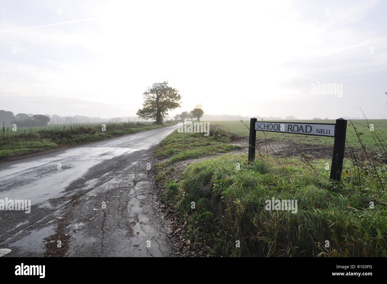 School Road, Aylmerton, tra Aylmerton e Gresham, North Norfolk, Inghilterra NORFOLK REGNO UNITO Foto Stock