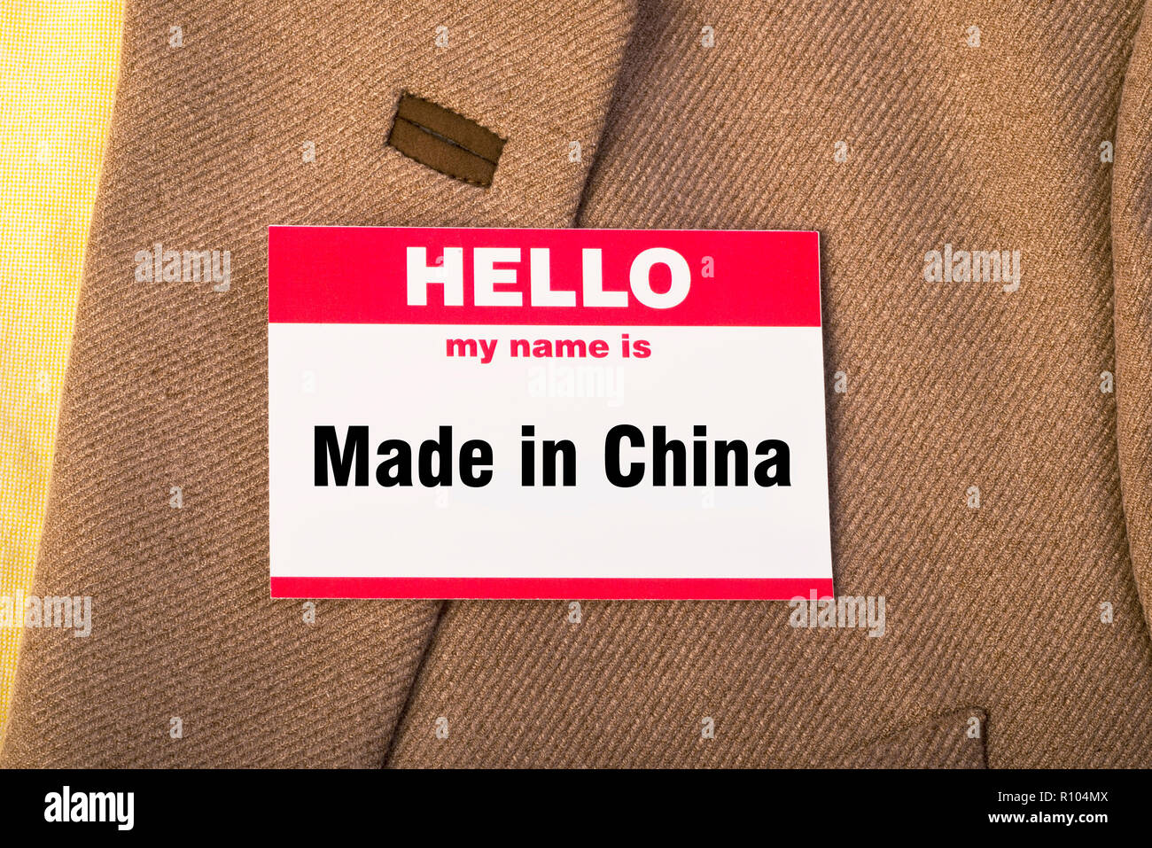 Il mio nome è realizzata in Cina. Foto Stock