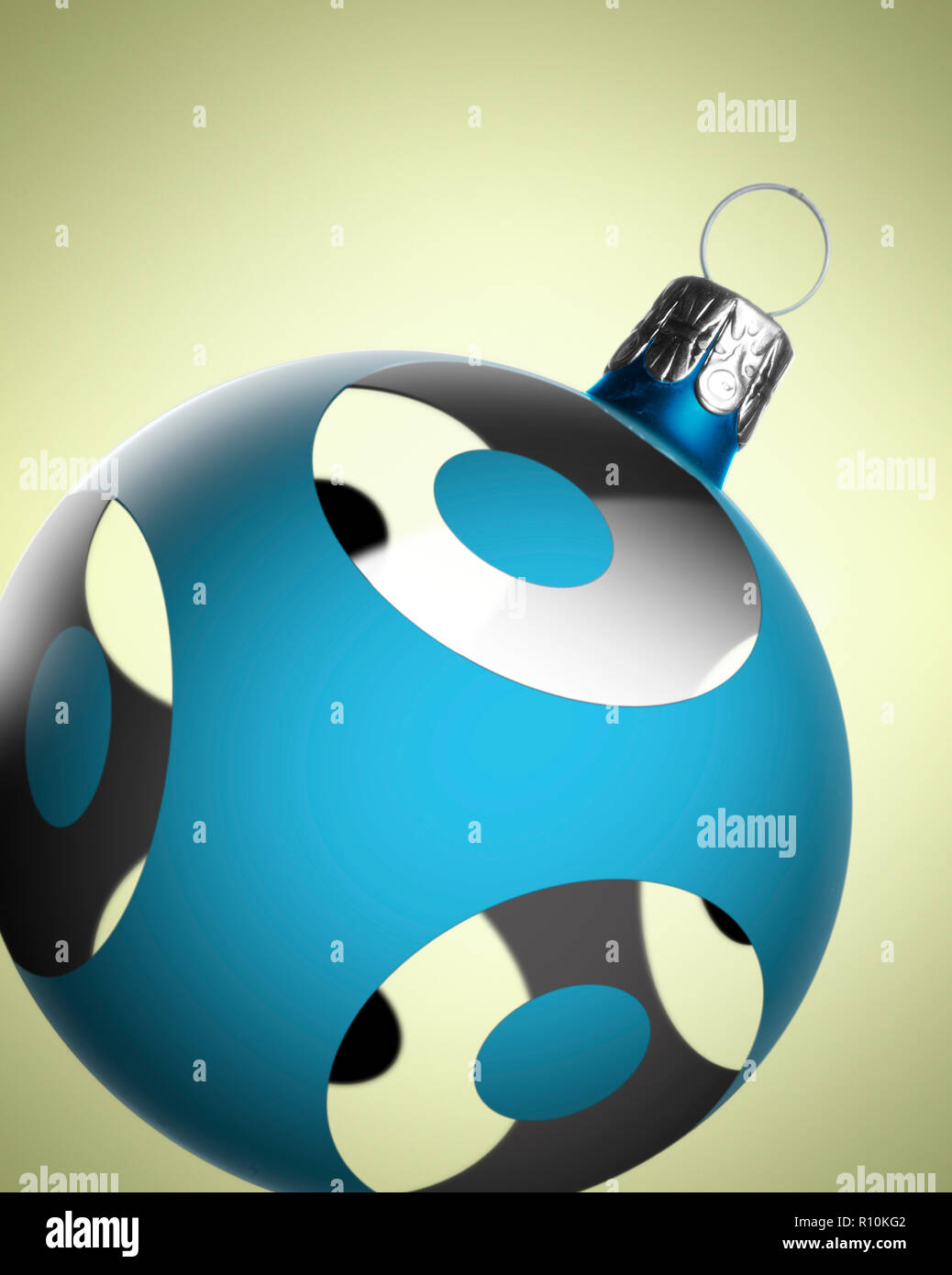 Close up blu moderna decorazione di Natale inclinato e modellato Foto Stock