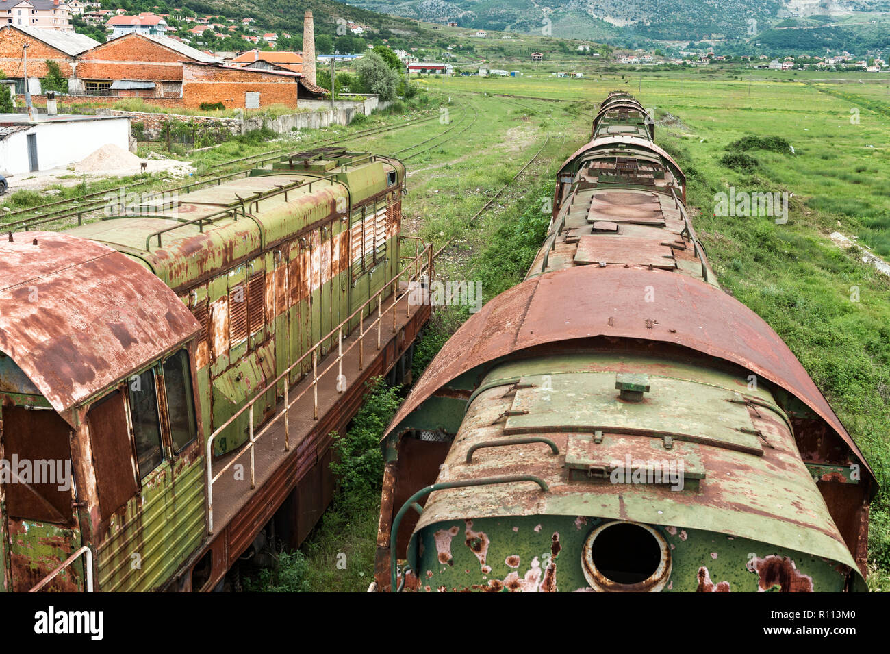 Ex stazione ferroviaria, Prrenjas, Albania Foto Stock