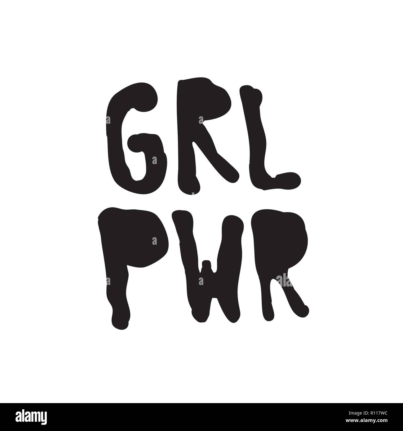 GRL PWR breve citazione. Girl Power carino illustrazione Illustrazione Vettoriale