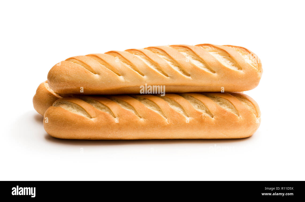 Tree baguette isolato su bianco Foto Stock