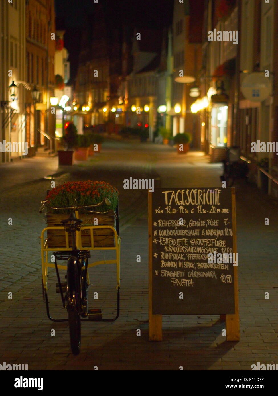 Lueneburg centro città di notte, Germania Foto Stock