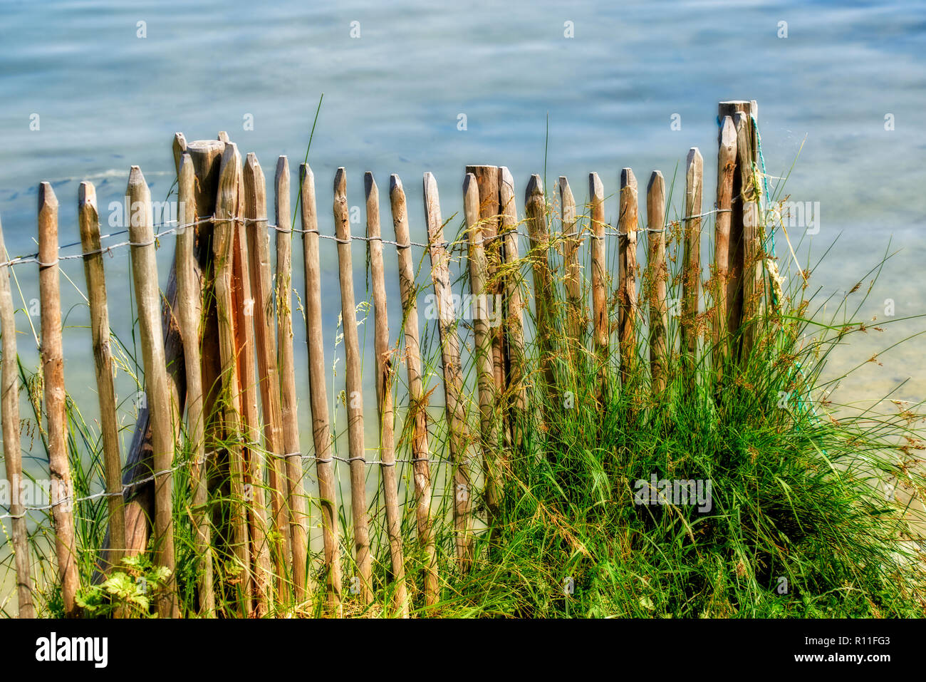 Recinzione in legno, Le Lac, Burdeaux, Gironde, Aquitania, in Francia, in Europa Foto Stock