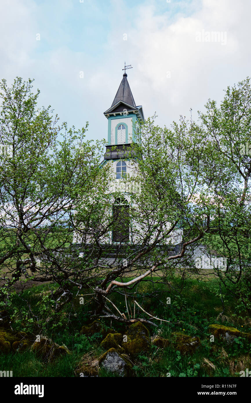 Þingvallakirkja - Chiesa di Þingvellir in Pingvellir / Thingvellir National Park in Islanda. Foto Stock