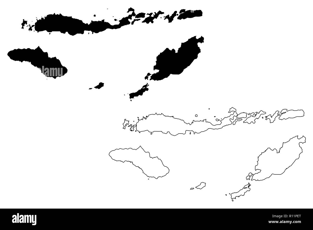 Nusa Tenggara Est (suddivisioni di Indonesia, Province di Indonesia) mappa illustrazione vettoriale, scribble schizzo Nusa Tenggara Timur (Lesser Sunda Isla Illustrazione Vettoriale