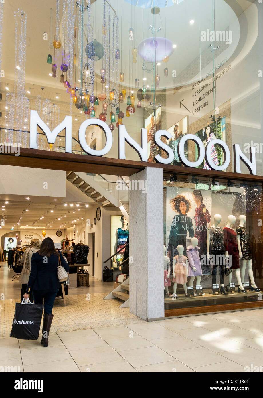 Negozio di monsone di Eldon Square, Newcastle upon Tyne, England, Regno Unito Foto Stock